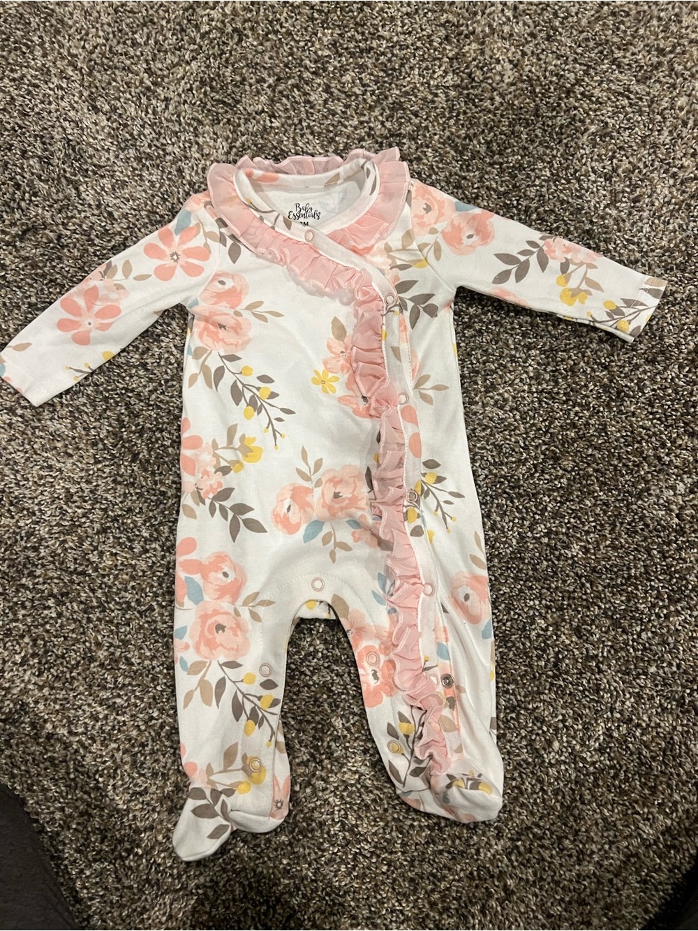 Floral Ruffle One-Piece - Pink & White